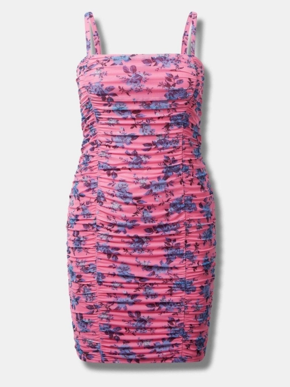 Midi Mesh Shirred Bodycon Dress